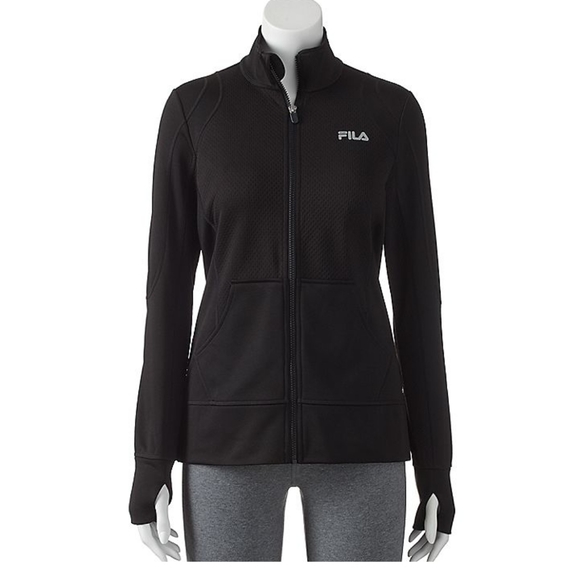 Fila Jackets & Blazers - Fila Stretch Active Sport Velocity Full Zip Jacket Black Thumb Holes M $55 NWT